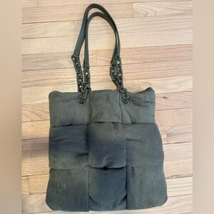 INC international Soft velour Green Shoulder Handbag snap closure